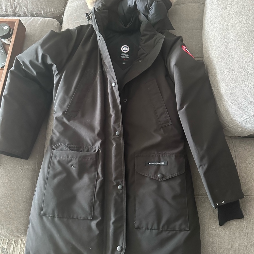 Canada Goose Black Jacket with Red and Blue Logo - Picture 2 of 6